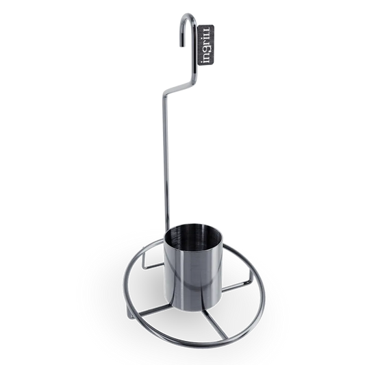 INGRILL Stainless Steel Chicken Rack for Grill & Barrel Smoker – Vertical Poultry Roaster with Seasoning Cup, 304 Stainless Steel Whole Chicken Stand for BBQ, Oven & Outdoor Cooking