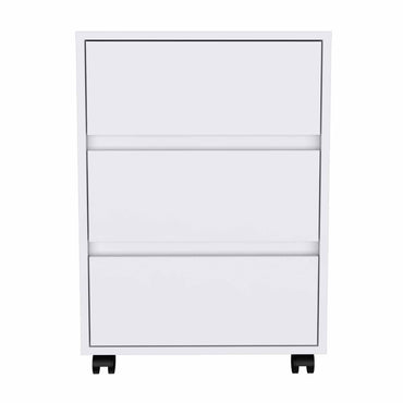 Tuhome Artemisa 3 Drawer Filing Cabinet with Four Casters, Superior Top, Mobile or Stationary Storage Solution for Office
