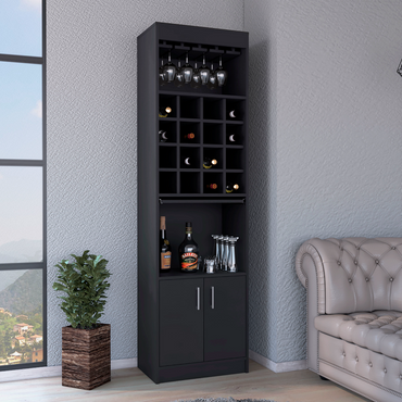 Beijing Kava Bar Cabinet, Double Door, Two Shelves, Sixteen Wine Cubbies