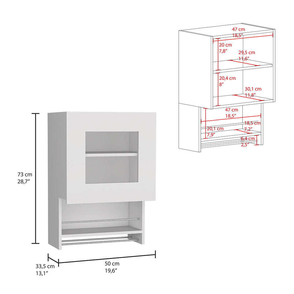 Balboa Wall Cabinet, Towel Bar, 1 Door