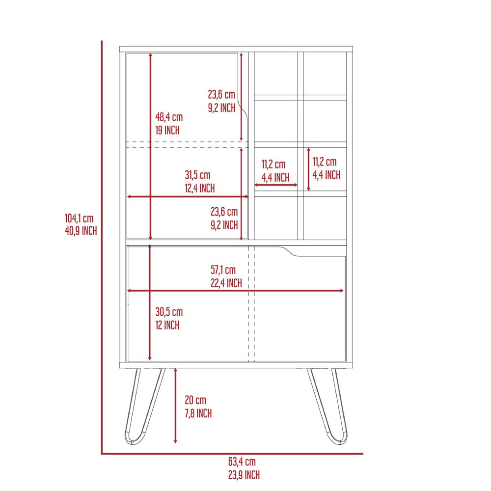 TuHome Measurements Manhattan Bar Cabinet