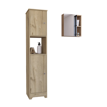 Labelle 2 Piece Bathroom Set, Medicine Cabinet + Linen Cabinet
