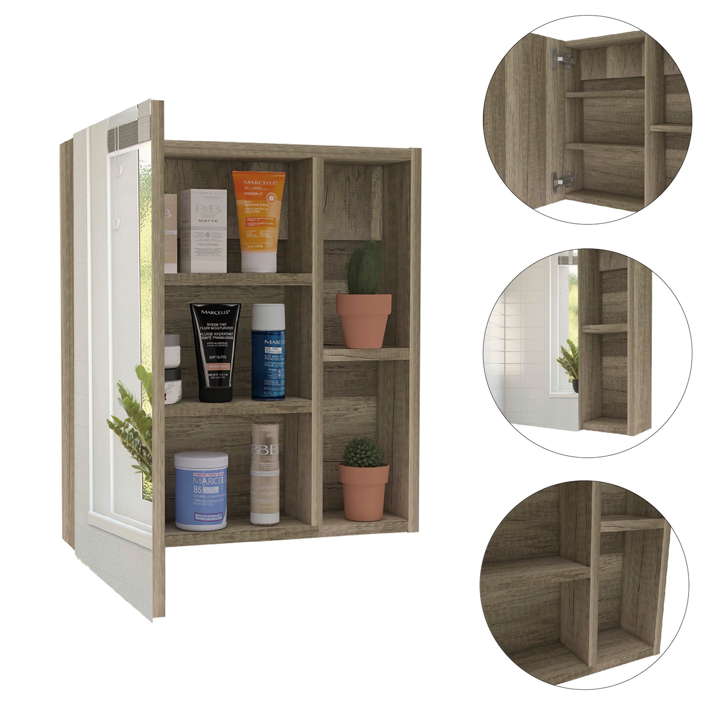 Labelle 2 Piece Bathroom Set, Medicine Cabinet + Linen Cabinet