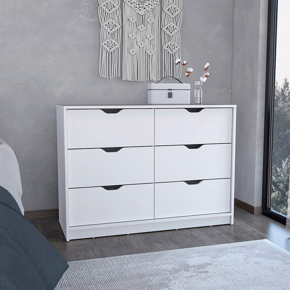 TUHOME Basilea 4 Drawers Dresser, 2 Cabinets, White, CLB8972 TUHOME Basilea 4 Drawers Dresser, 2 Cabinets, White, CLB8972