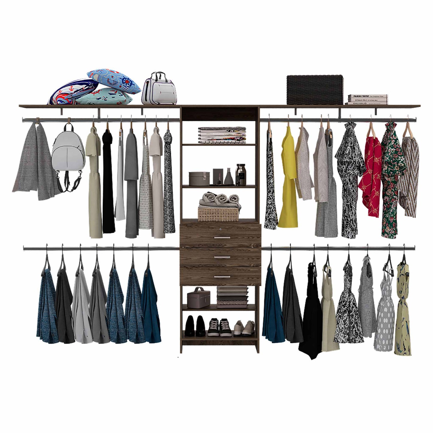 TuHome Dark Walnut Closet System