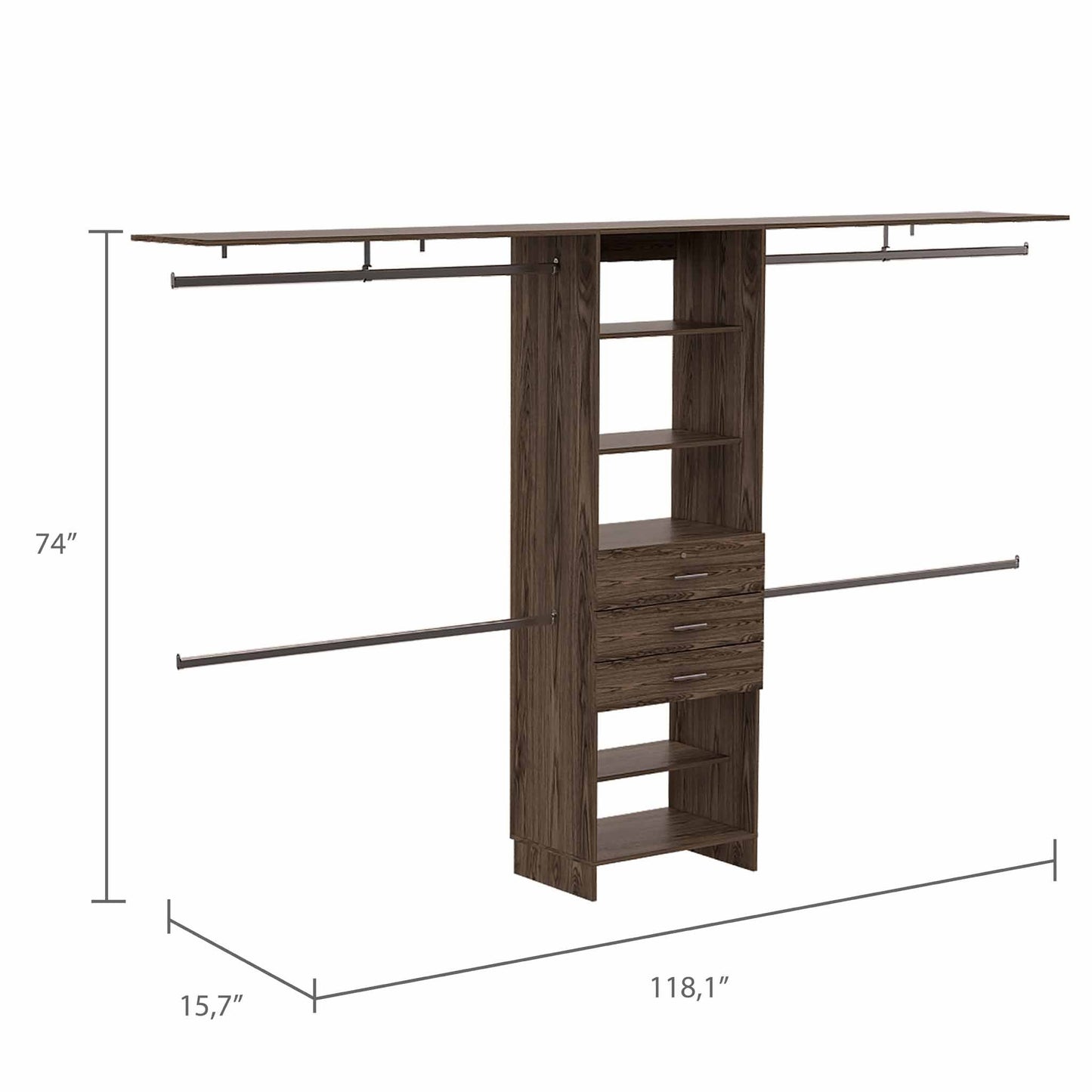 TuHome Dark Walnut Closet System