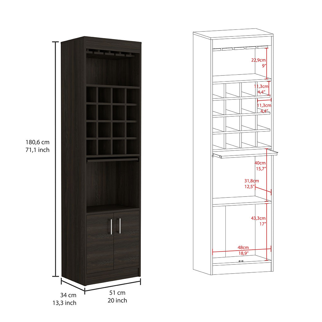 Dothan 2 Piece Living Room Set, Bar Cabinet + Bar Cart, Carbon Espresso Finish
