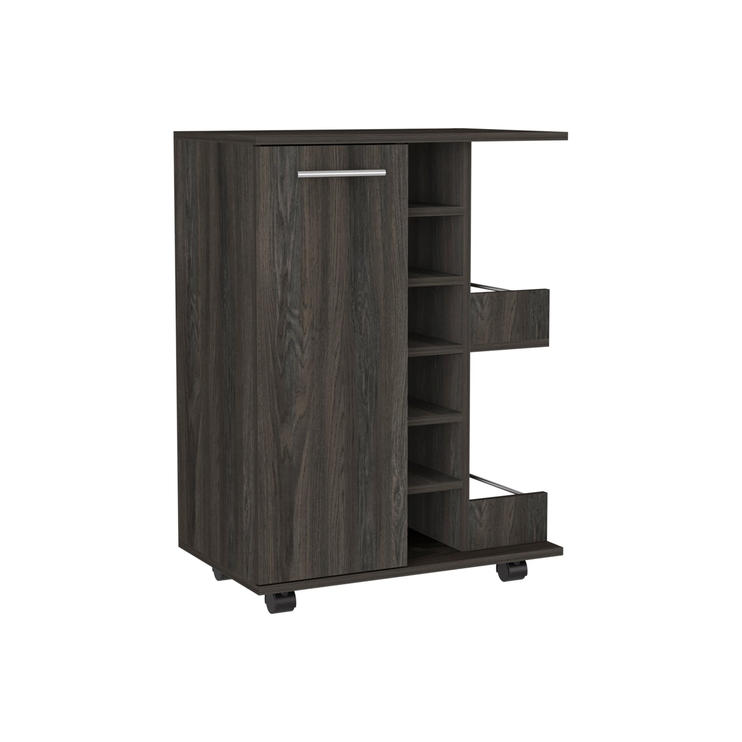 Landers 2 Piece Living Room Set, Bar Cart + Coffee Table, Carbon Espresso Finish