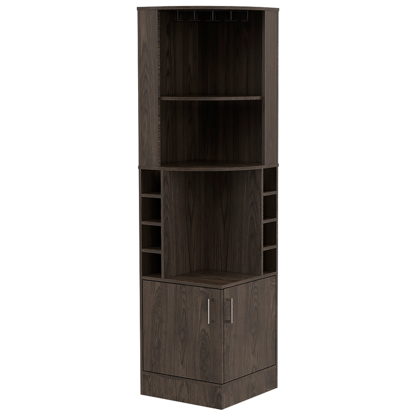 Tracy 2 Piece Living Room Set, Corner Bar Cabinet + Coffee Table, Dark Walnut Finish