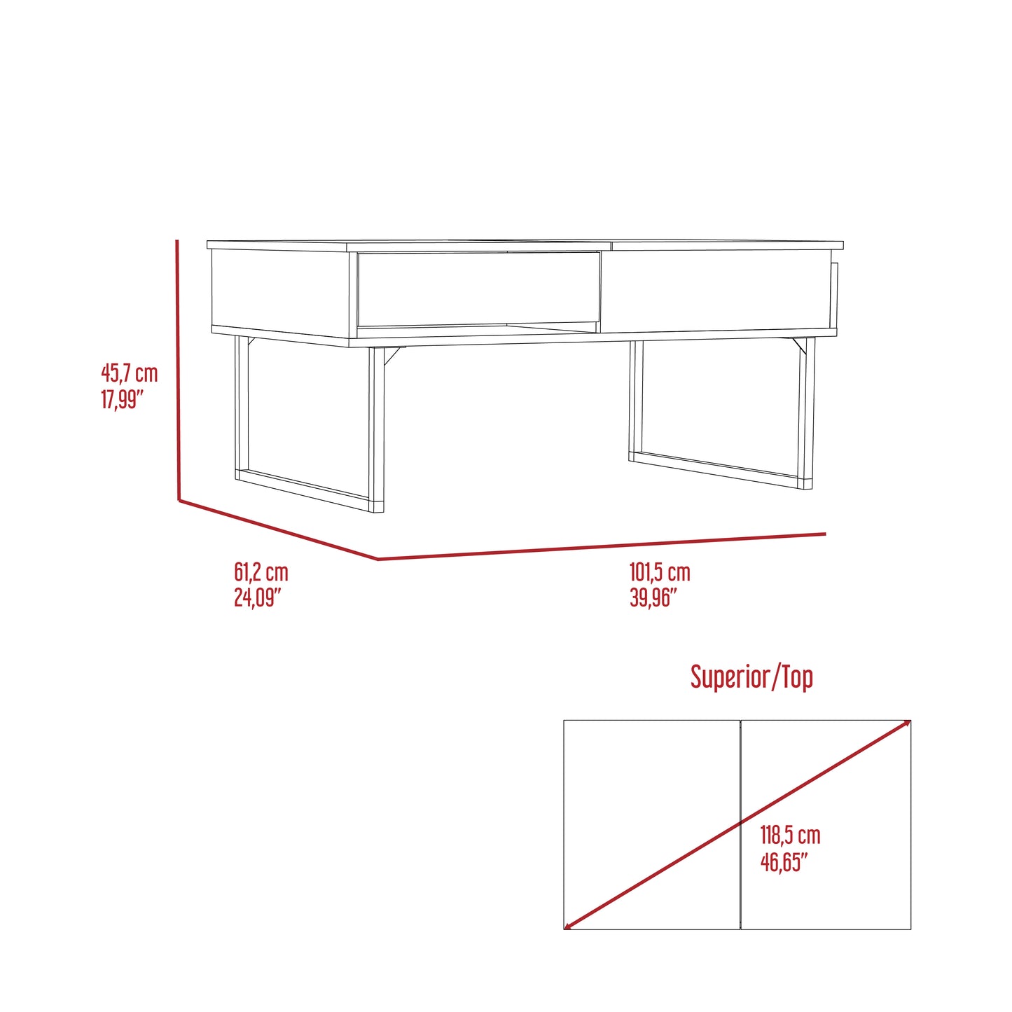 Bristol 2 Piece Living Room Set,  Corner Bar Cabinet + Coffee Table, Dark Walnut Finish