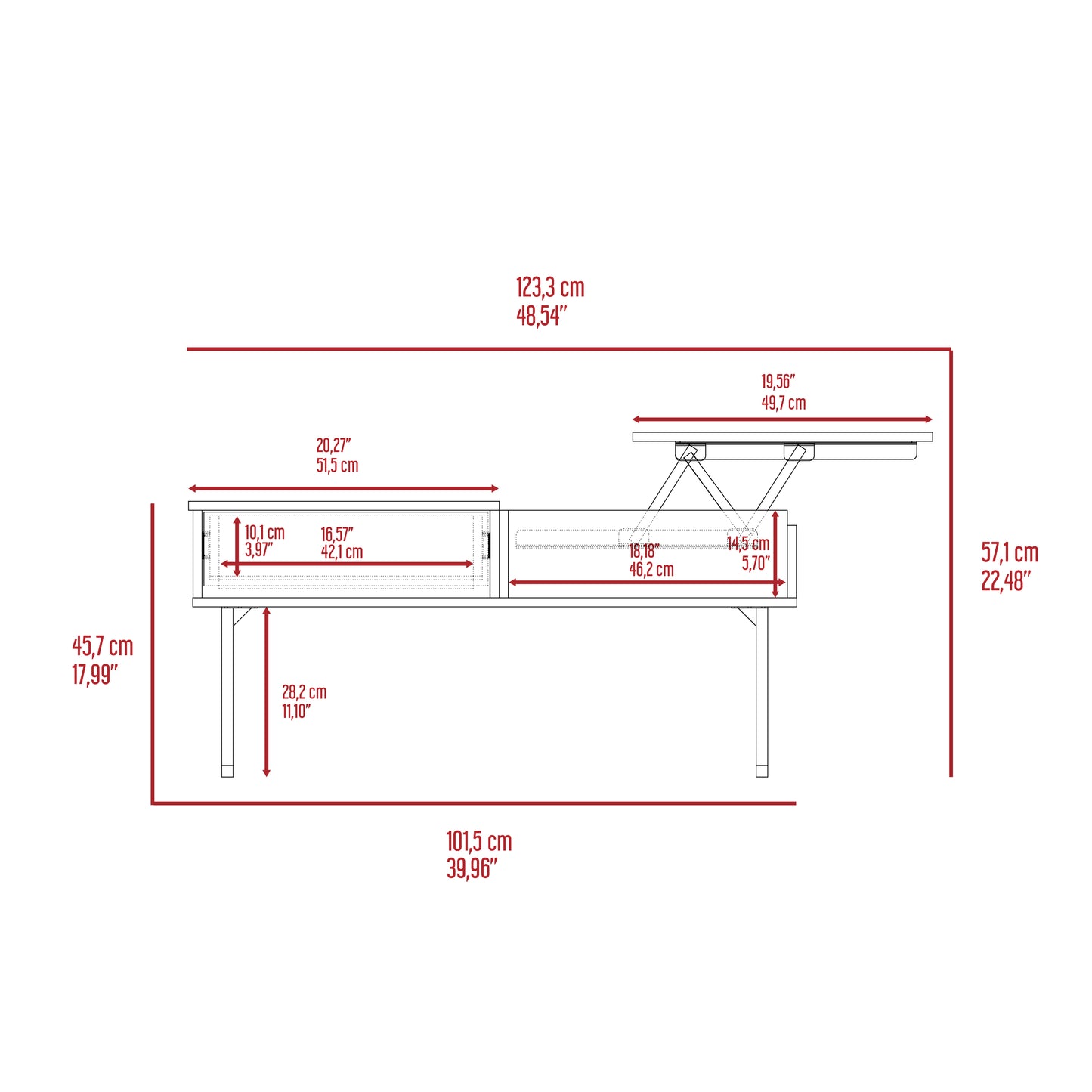 Bristol 2 Piece Living Room Set,  Corner Bar Cabinet + Coffee Table, Dark Walnut Finish