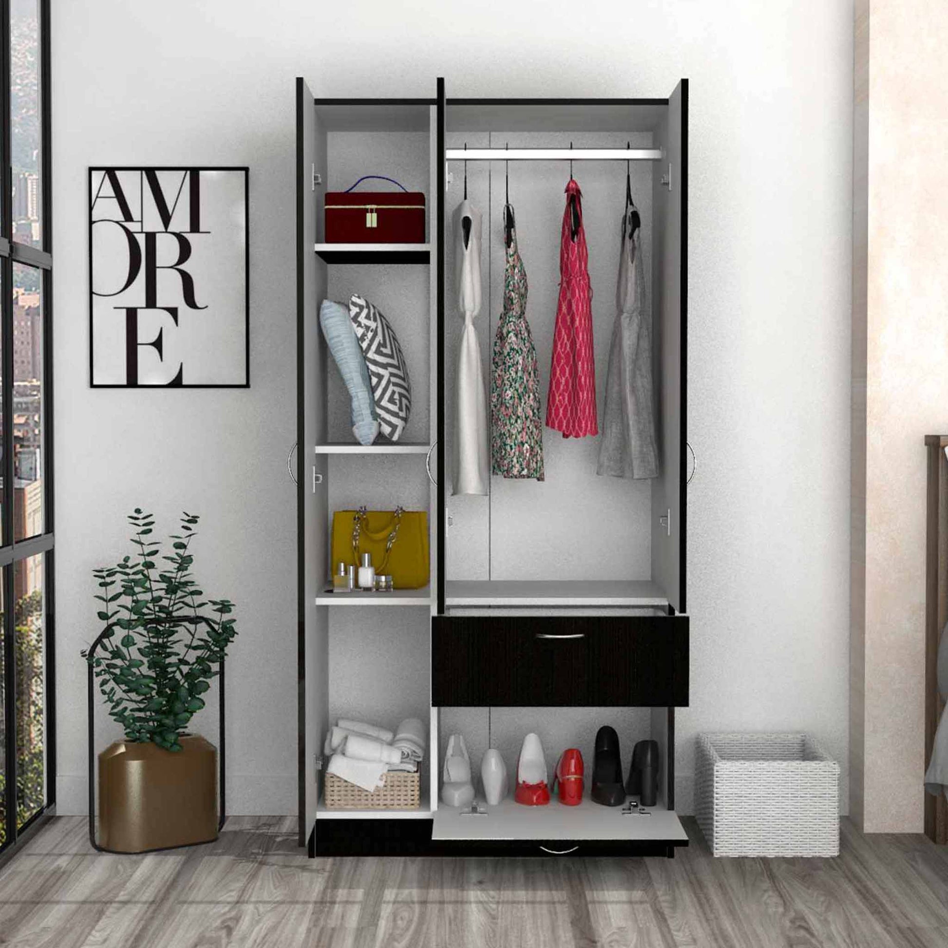 TuHome Black Primavera Armoire
