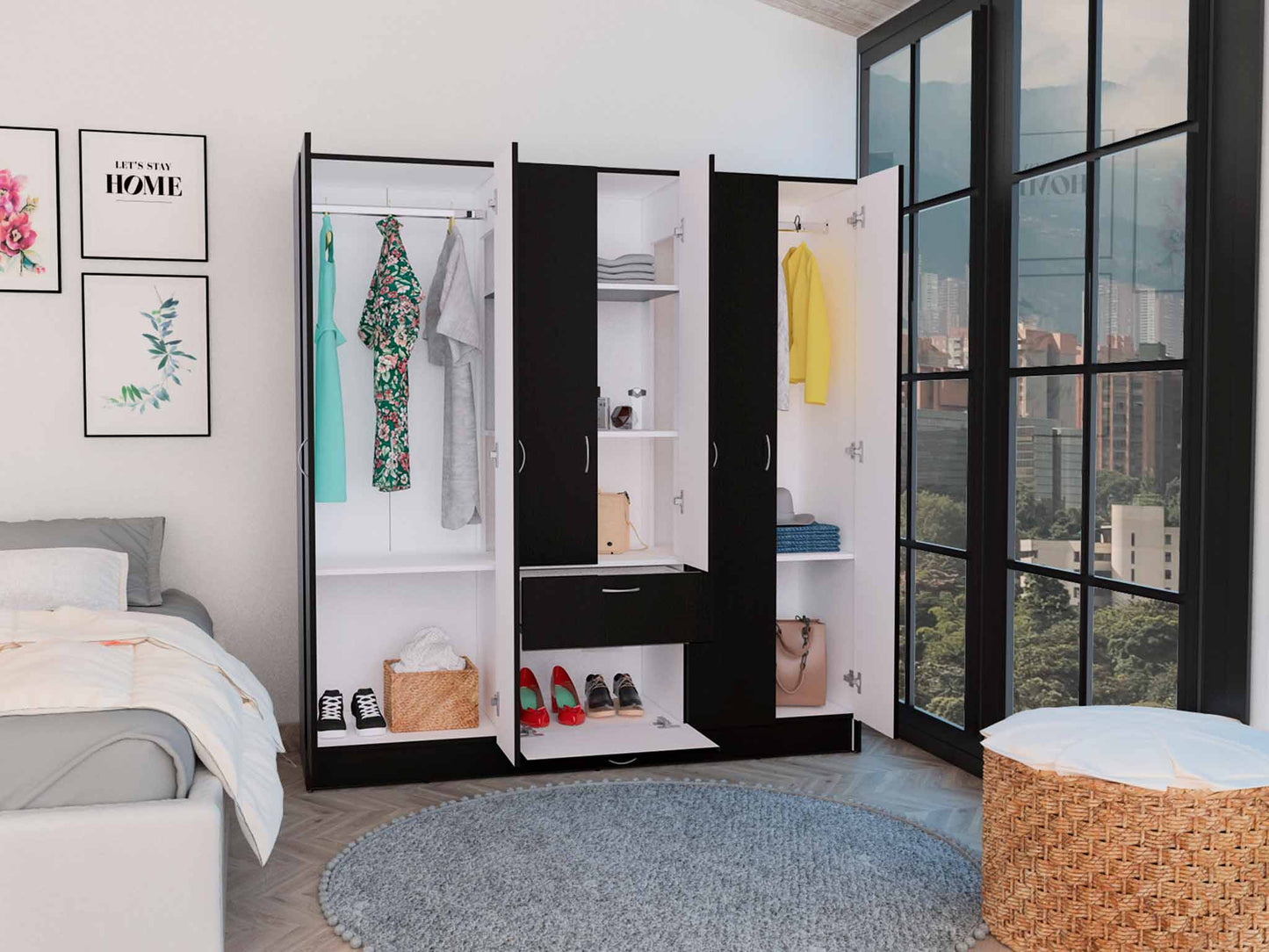 Black-White Mitu Armoire TuHome