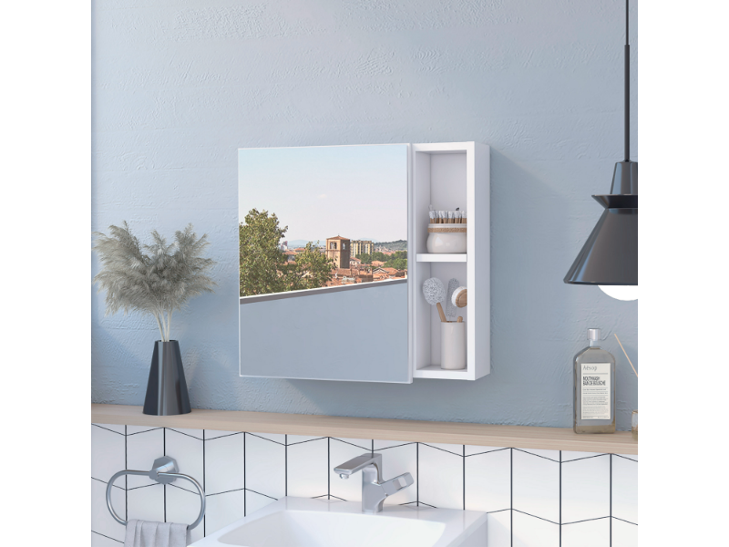 Oman Medicine Cabinet, Three Internal Shelves, Single Door, Two External Shelves