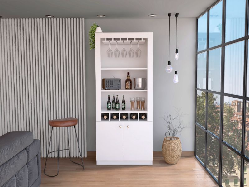 Montenegro Bar Cabinet, Double Door Cabinet, Five Cubbies