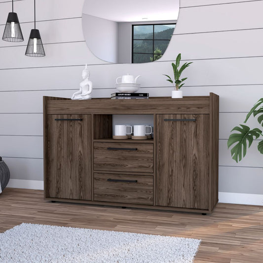 Tuhome Lyon Sideboard with Two Spacious Drawers, Double Door Cabinets with Interior Shelves, Expansive Superior Top Surface and Modern Storage Design for Elegant, Organized Living and Dining Room Environments