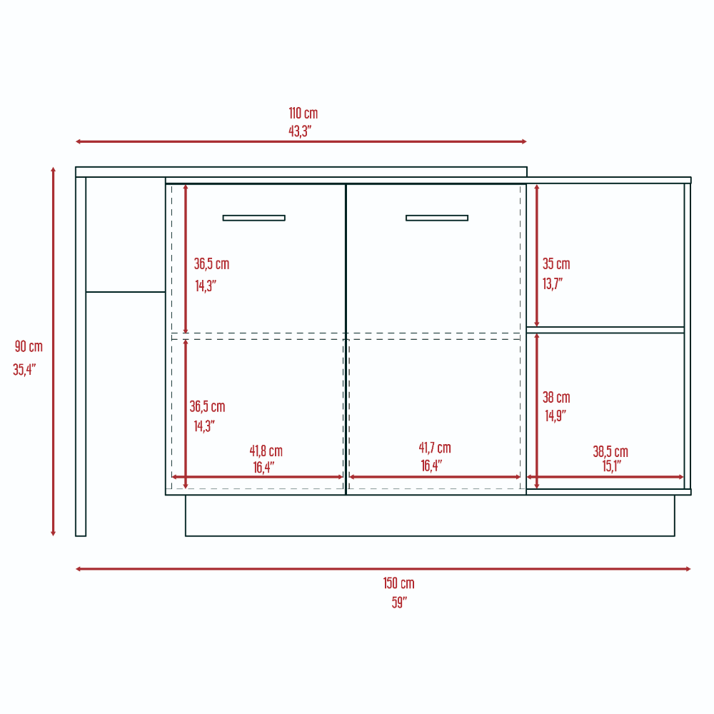 Sicilia Kitchen Island, Two External Shelves, Double Door Cabinets, Three Shelves