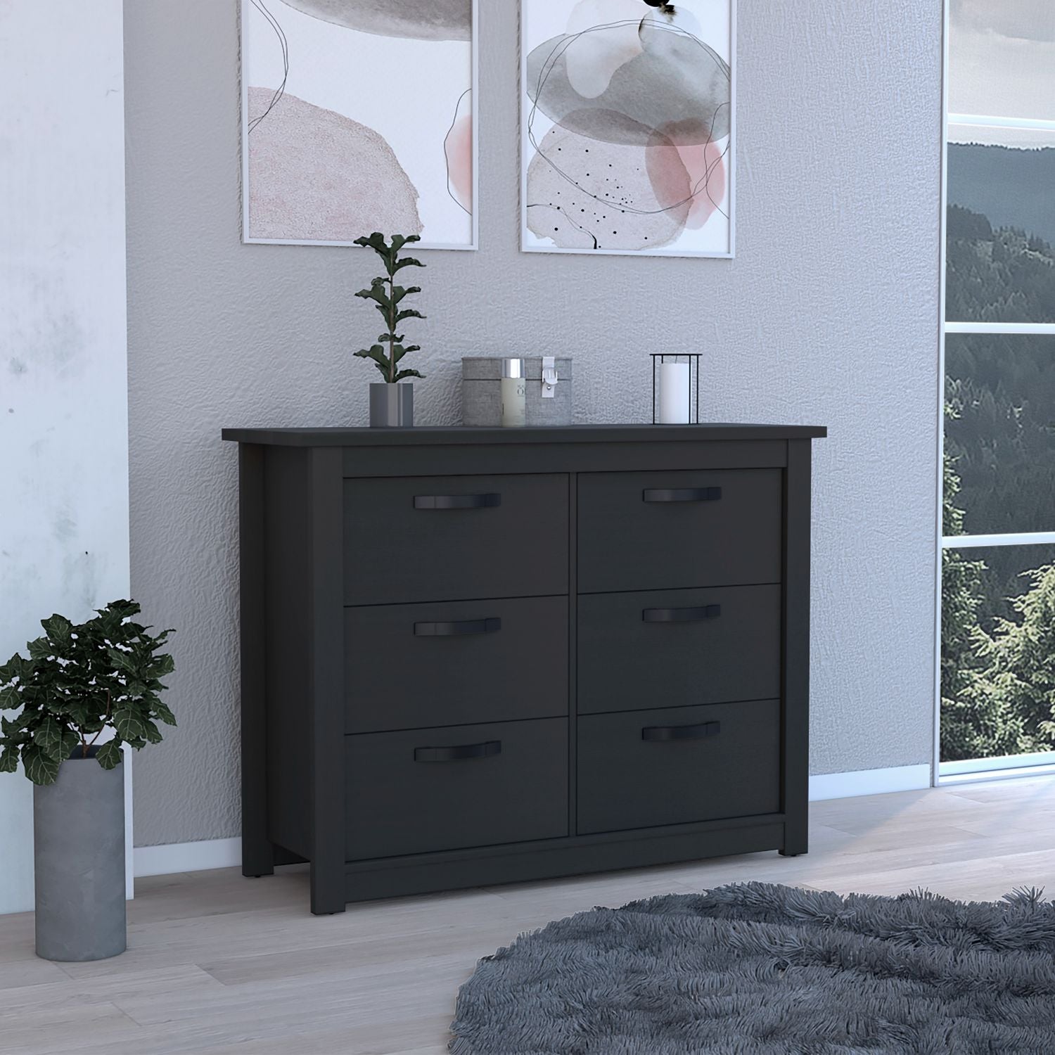 TUHOME Becca 6 Drawer Double Dresser , Four Legs, Metal Hardware TUHOME Becca 6 Drawer Double Dresser , Four Legs, Metal Hardware