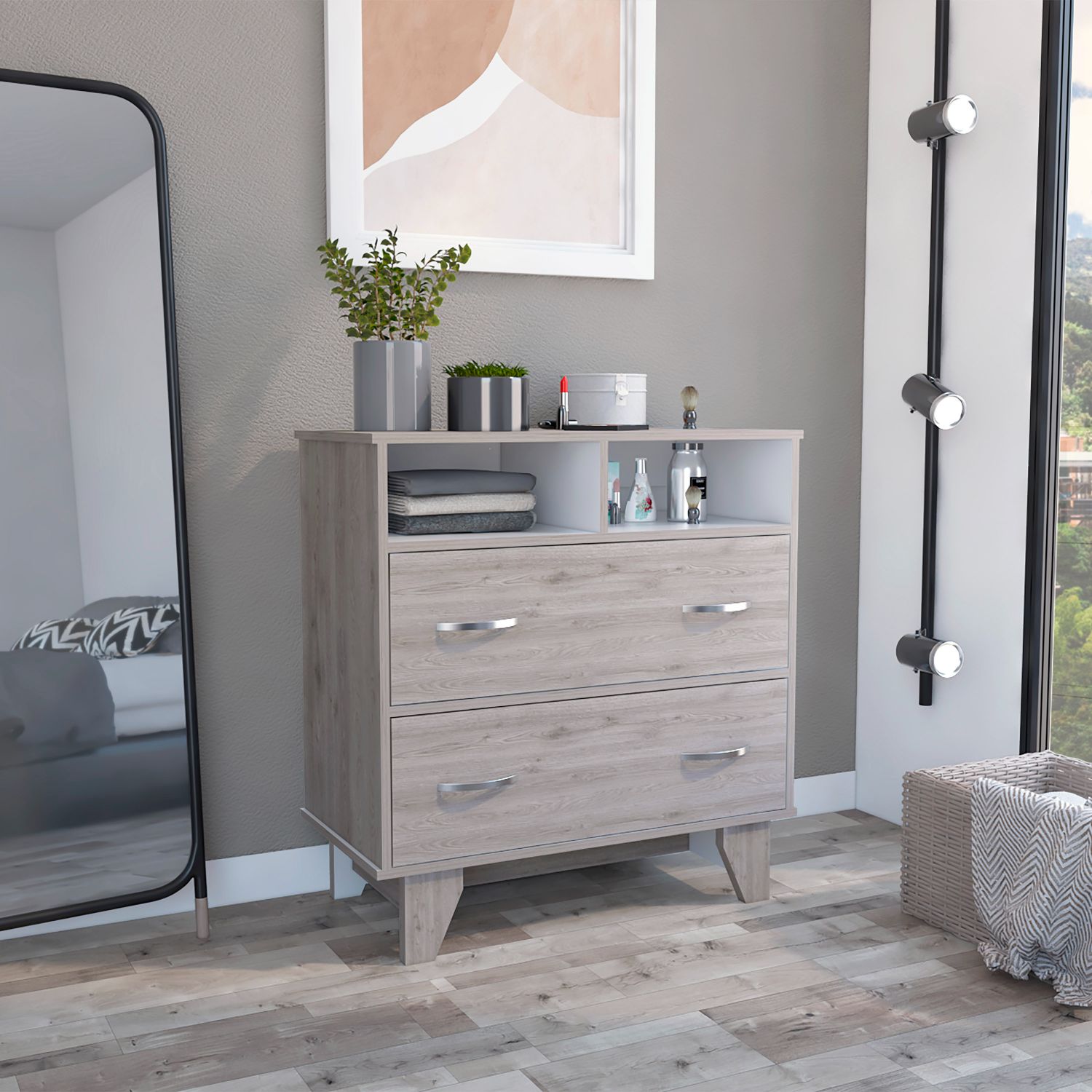Portanova Two Drawer Dresser - Black - Light Gray Portanova Two Drawer Dresser - Black - Light Gray