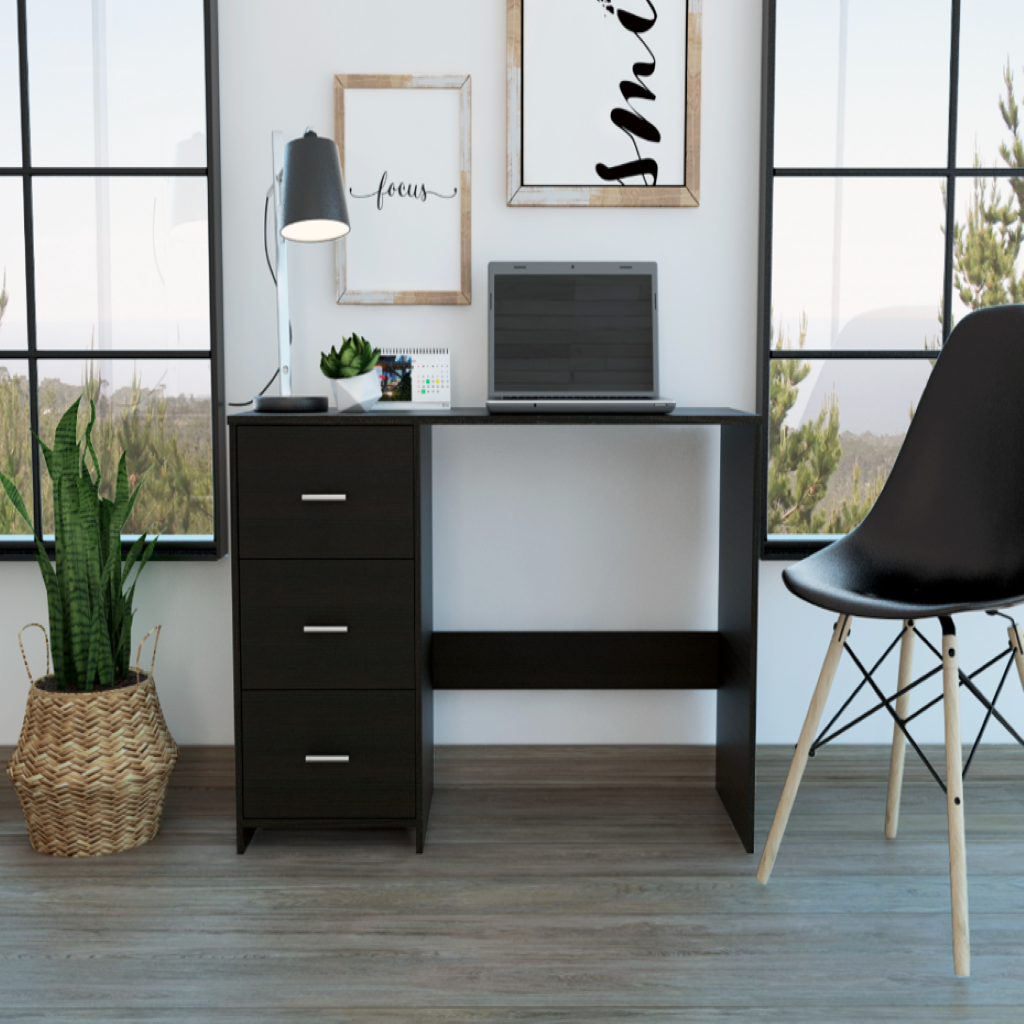 Three-Drawer Writing Desk With Compact Design and Ample Storage