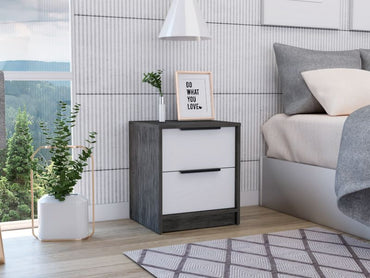 Kaia Nightstand Small, With Two Drawers, Metal Handle, Bedside Bedroom Storage