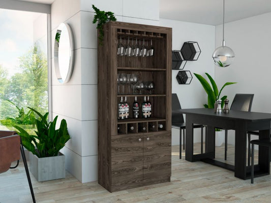 Montenegro Bar Cabinet, Double Door Cabinet, Five Cubbies