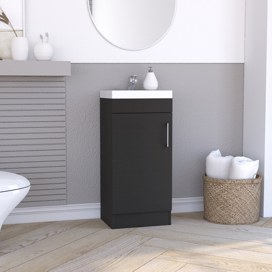 Madrid Floorstanding Bathroom Vanity with Resin Sink, Modern Look Storage Cabinet for Bathroom Organization
