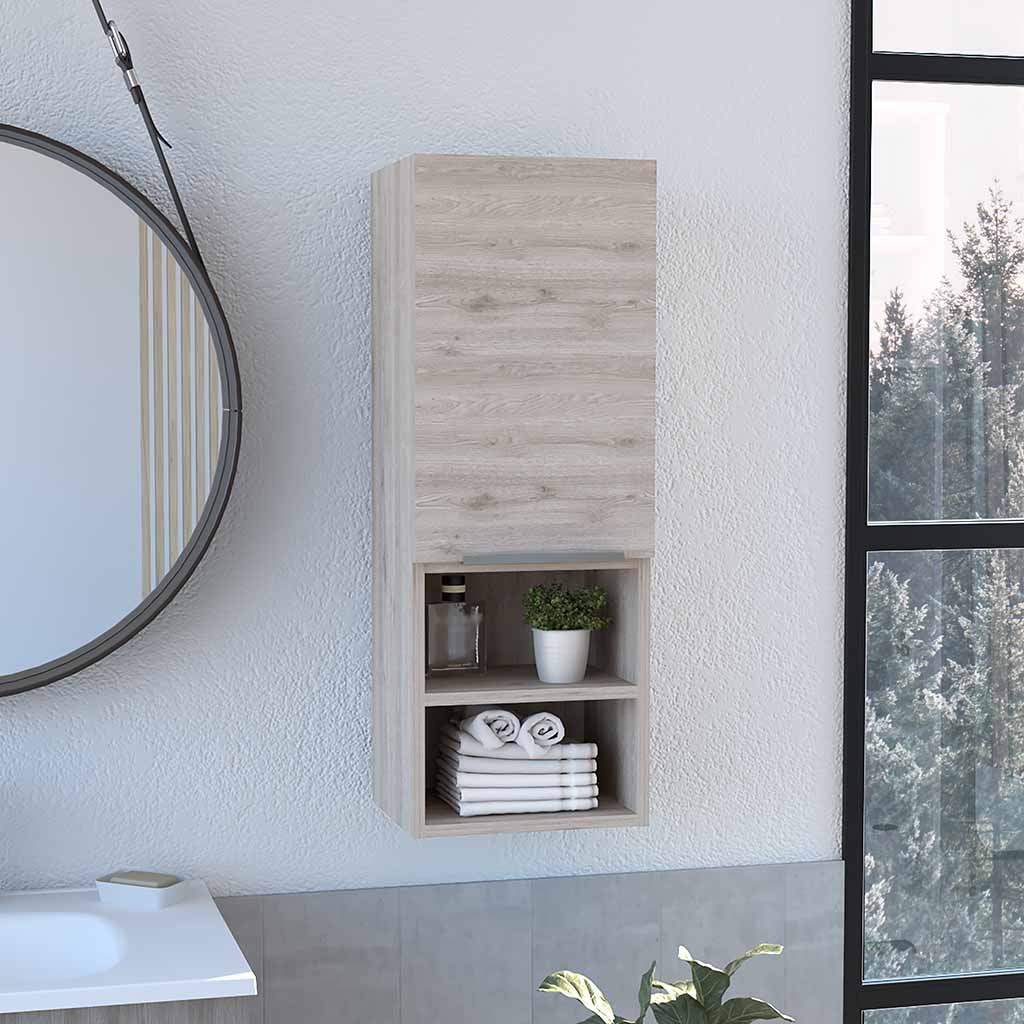 Mila Bathroom Cabinet, Two Interior Shelves, Two External Shelves, Single Door Cabinet
