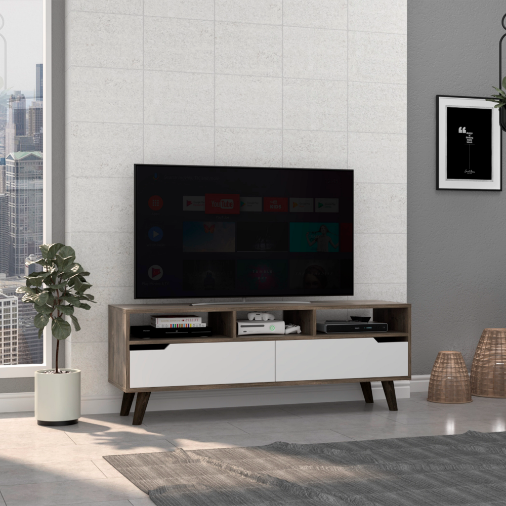 Oslo Tv Stand for TV´s up 51", Two Drawers, Four Legs, Three Open Shelves