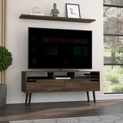 Oslo Tv Stand for TV´s up 51", Two Drawers, Four Legs, Three Open Shelves
