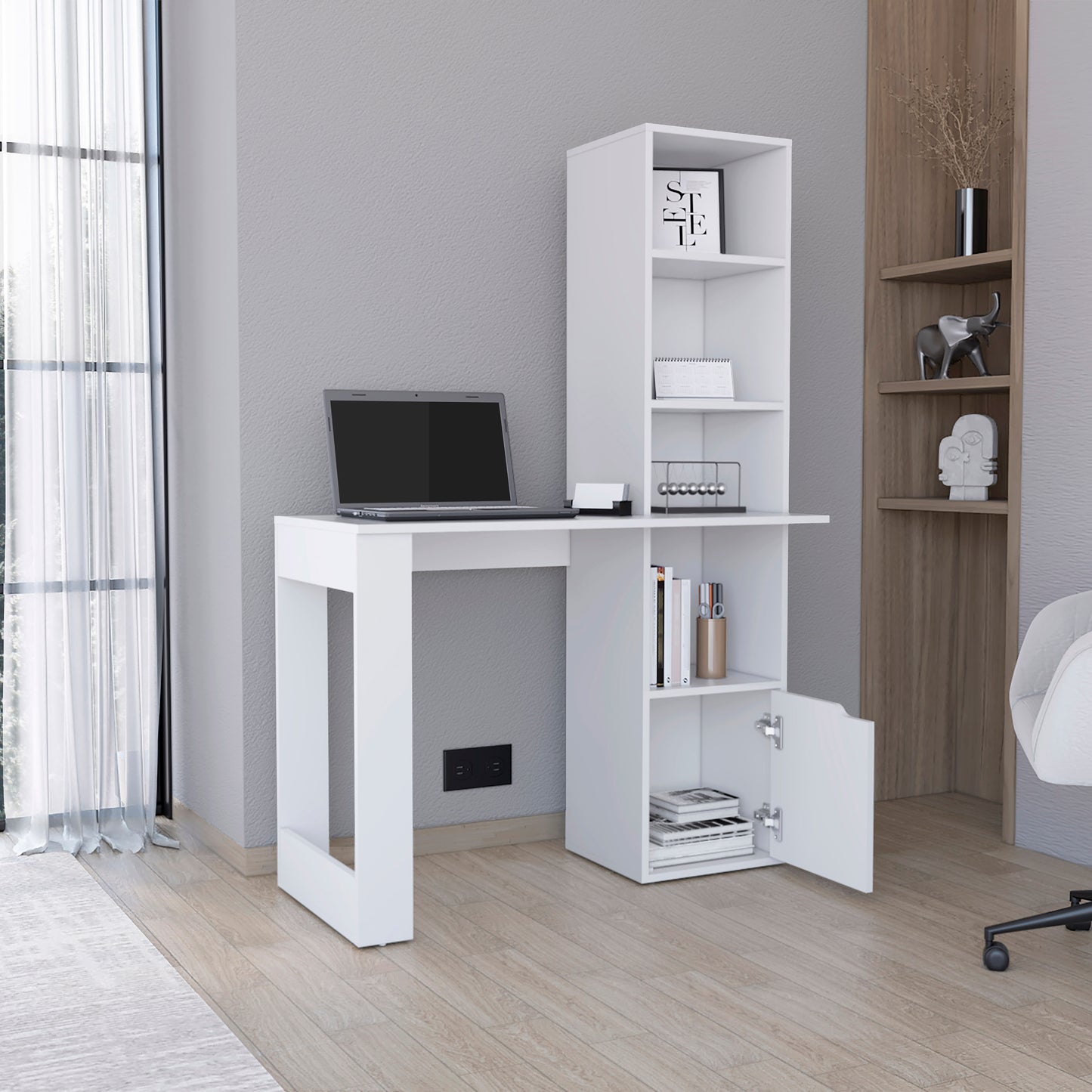 Lowa Computer Desk, 4-Tier Bookcase