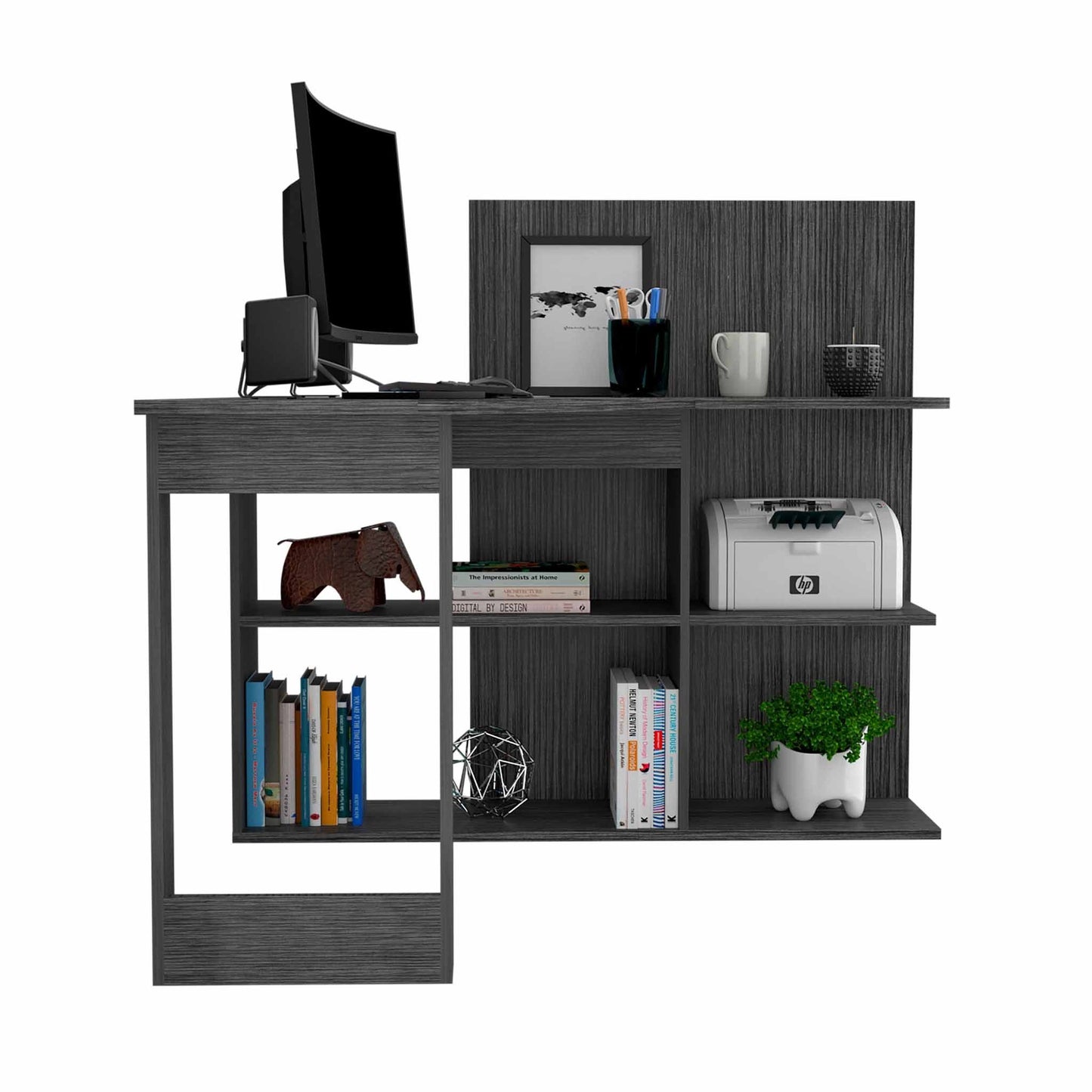 TuHome Gray Oak Masai Desk
