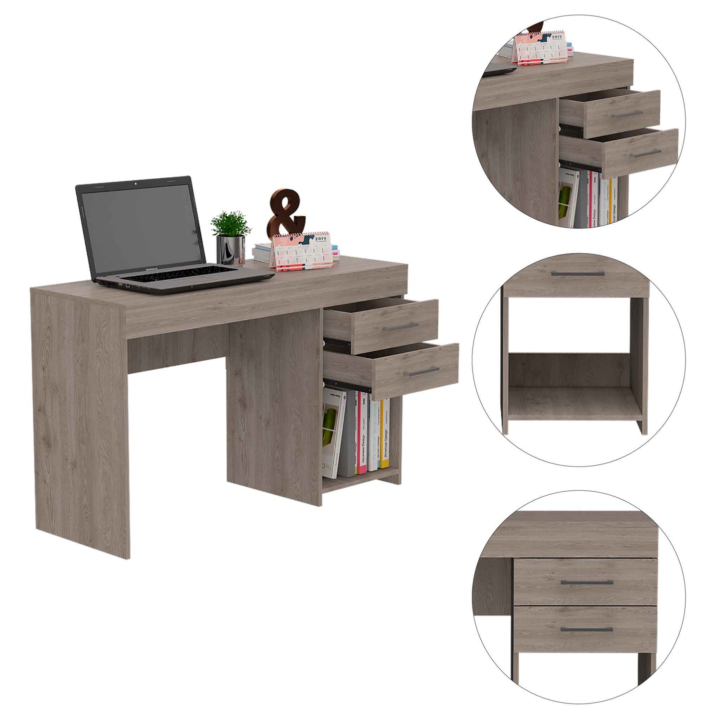 TuHome Light Gray Ibare Desk