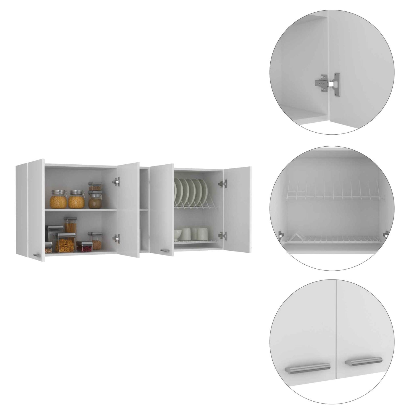 Portofino 150 Wall Cabinet, Double Door, Two External Shelves, Two Interior Shelves