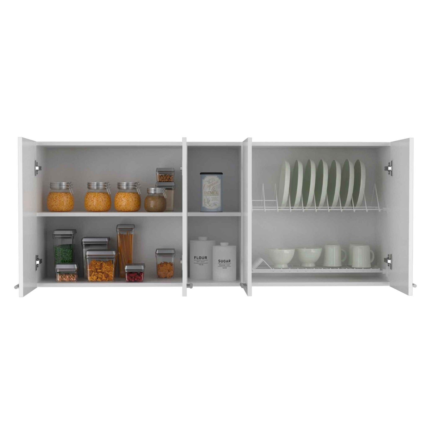 Portofino 150 Wall Cabinet, Double Door, Two External Shelves, Two Interior Shelves