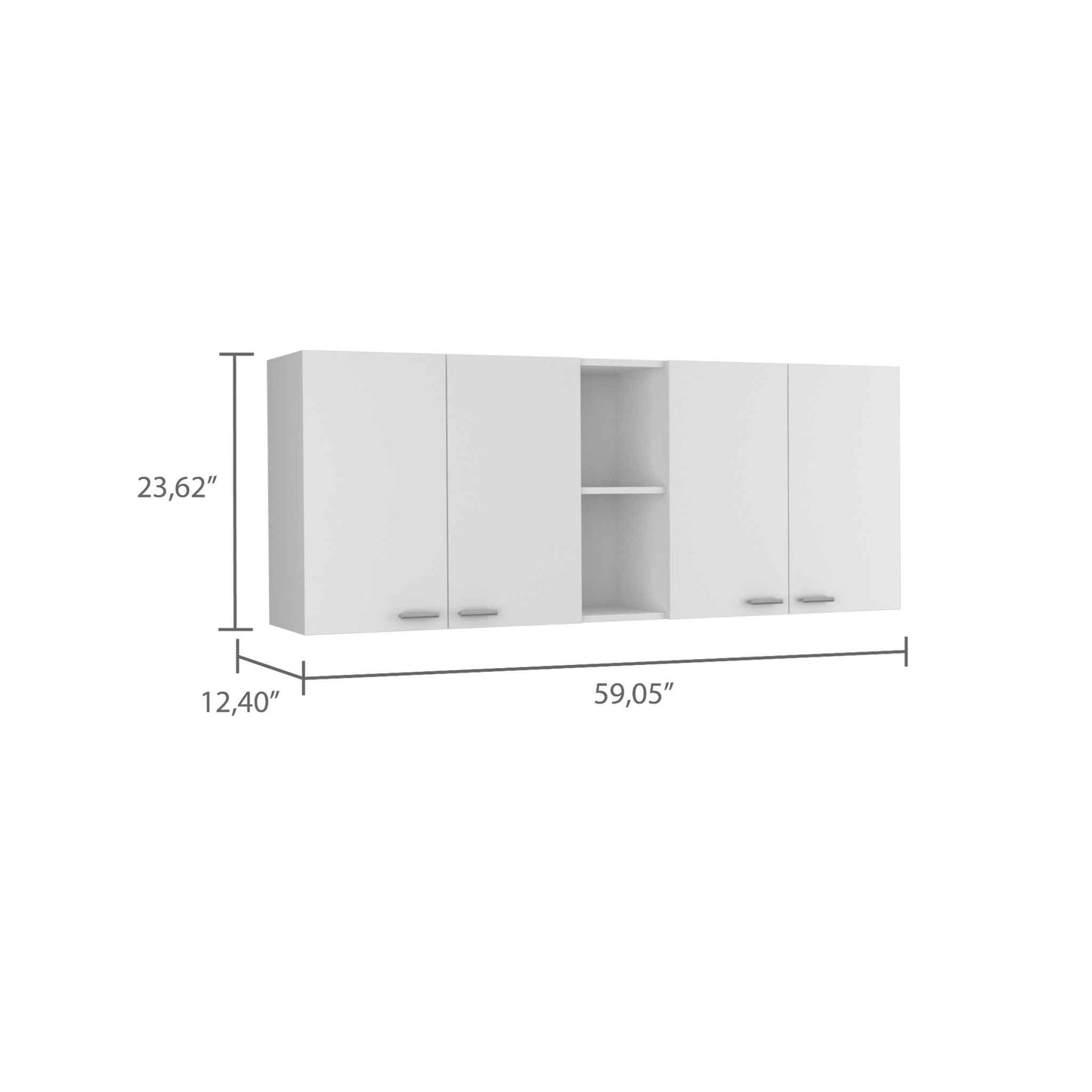 Portofino 150 Wall Cabinet, Double Door, Two External Shelves, Two Interior Shelves