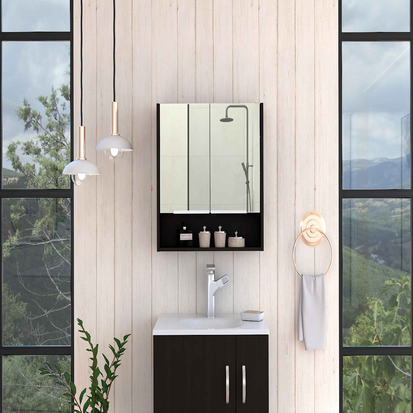 Medicine Cabinet TuHome Black Wengue