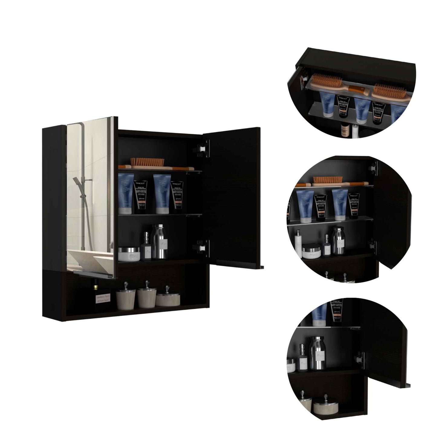 Medicine Cabinet TuHome Black Wengue