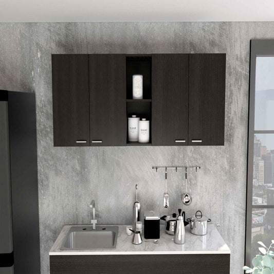 Wall Kitchen Cabinet Portofino 150 ,  Double Door, Two External Shelves, Two Interior Shelves