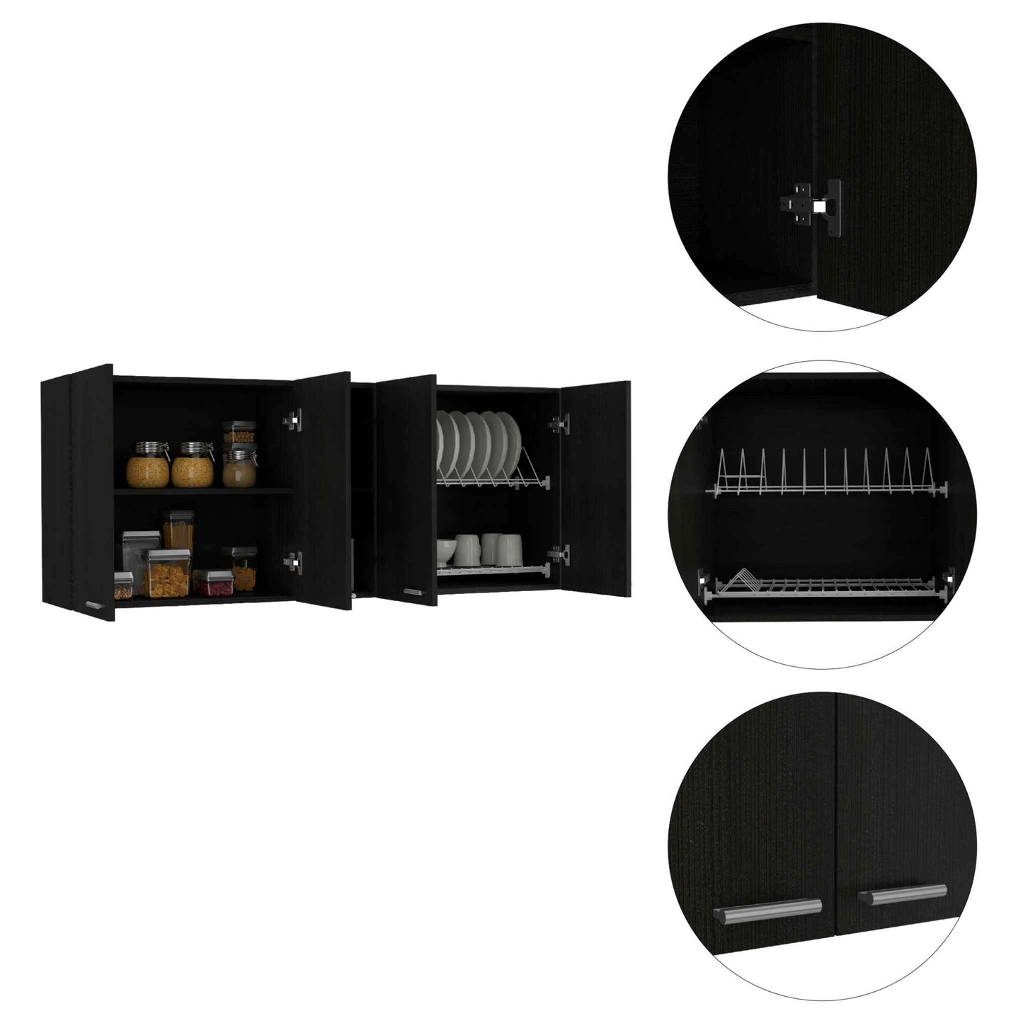 Portofino 150 Wall Cabinet, Double Door, Two External Shelves, Two Interior Shelves
