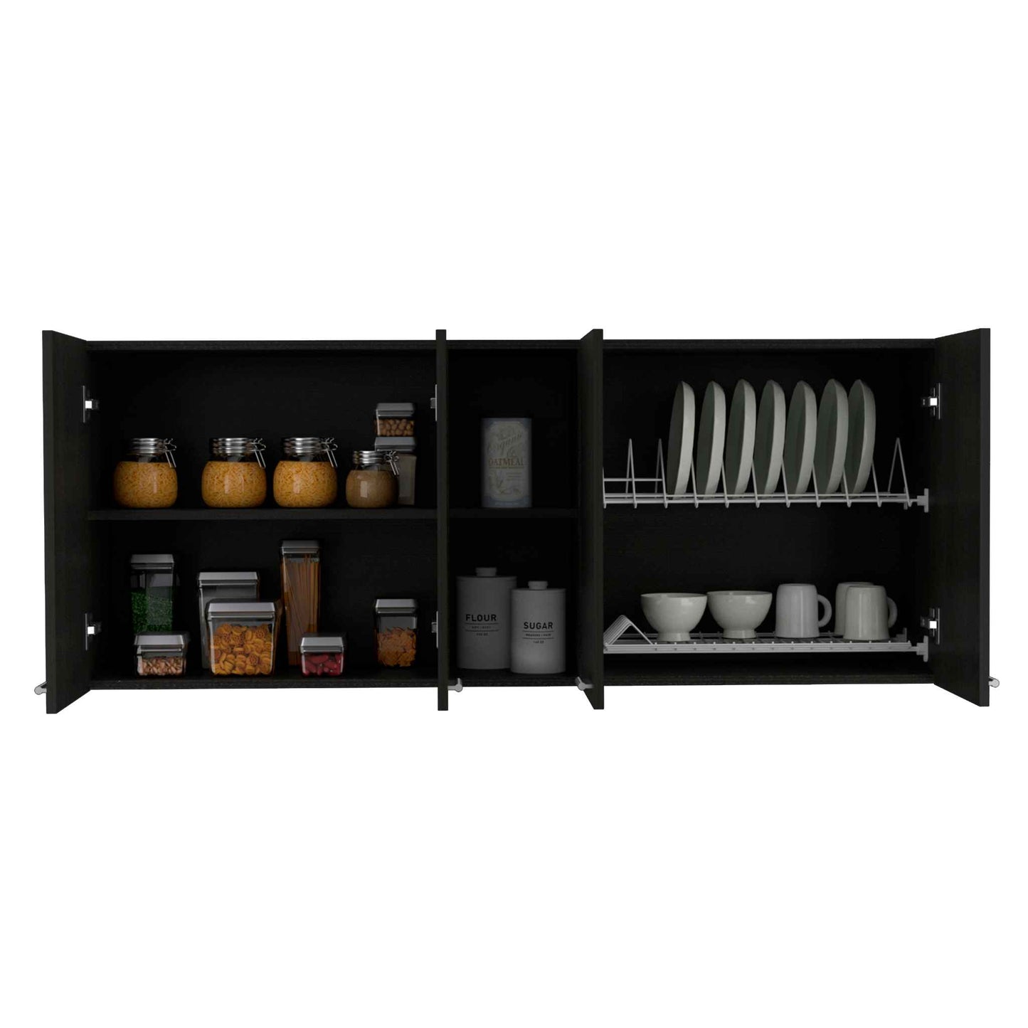 Portofino 150 Wall Cabinet, Double Door, Two External Shelves, Two Interior Shelves