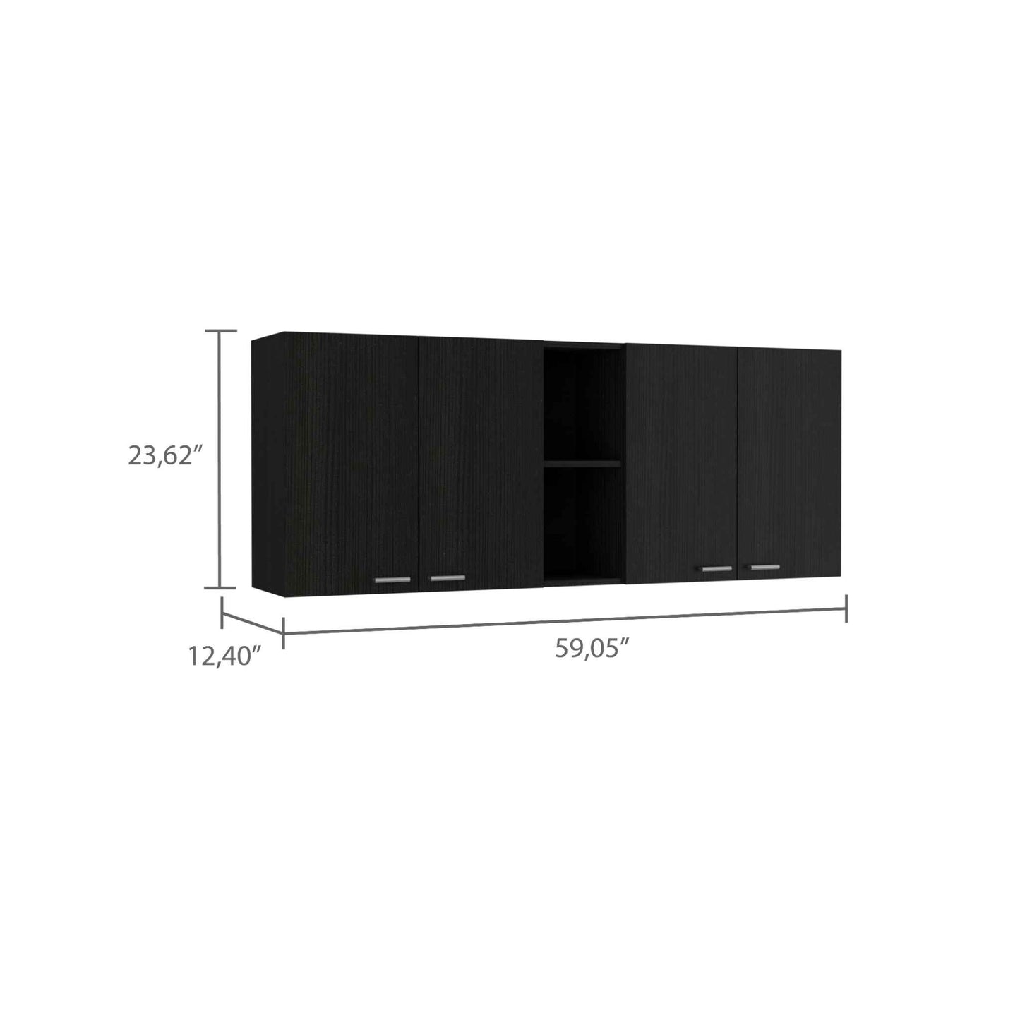 Portofino 150 Wall Cabinet, Double Door, Two External Shelves, Two Interior Shelves