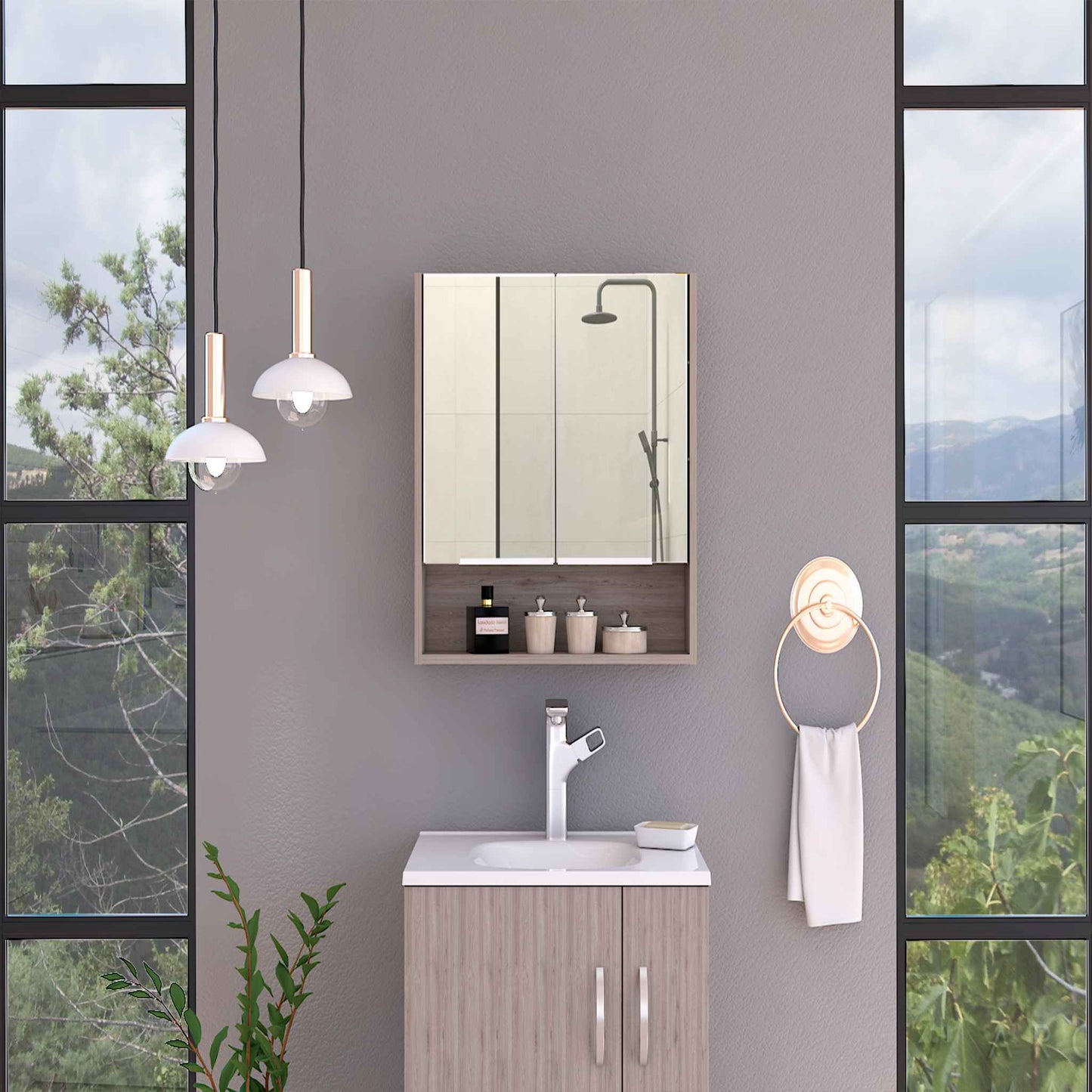 TuHome Light Oak Medicine Cabinet