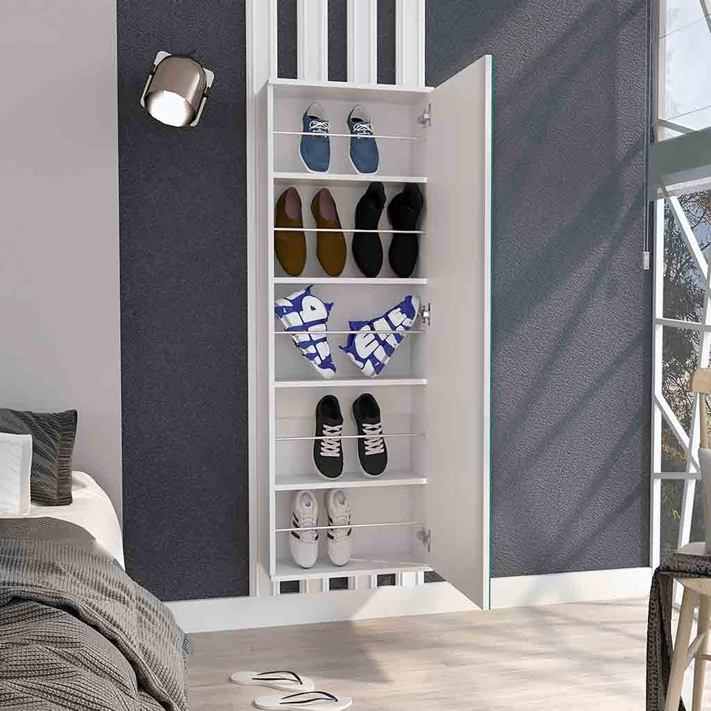 Tuhome Leto Wall Mounted Shoe Rack with Mirror at christmas.com