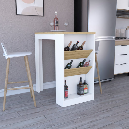 Syrah Kitchen Island, 2 Side Bottle Shelf, Bottom Shelf