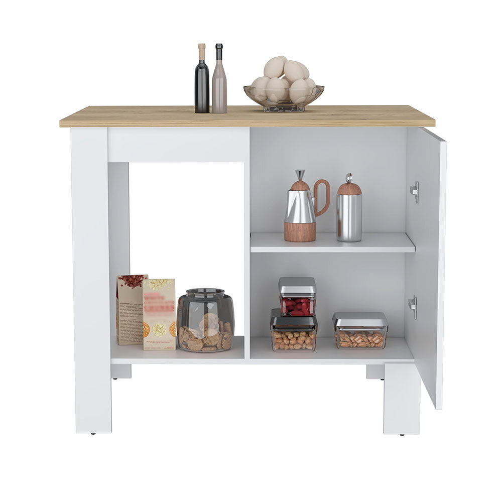 Atenea Kitchen Island, Single Door Cabinet, Shelf