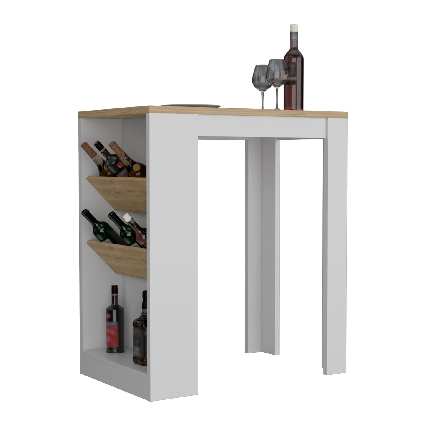 Syrah Kitchen Island, 2 Side Bottle Shelf, Bottom Shelf