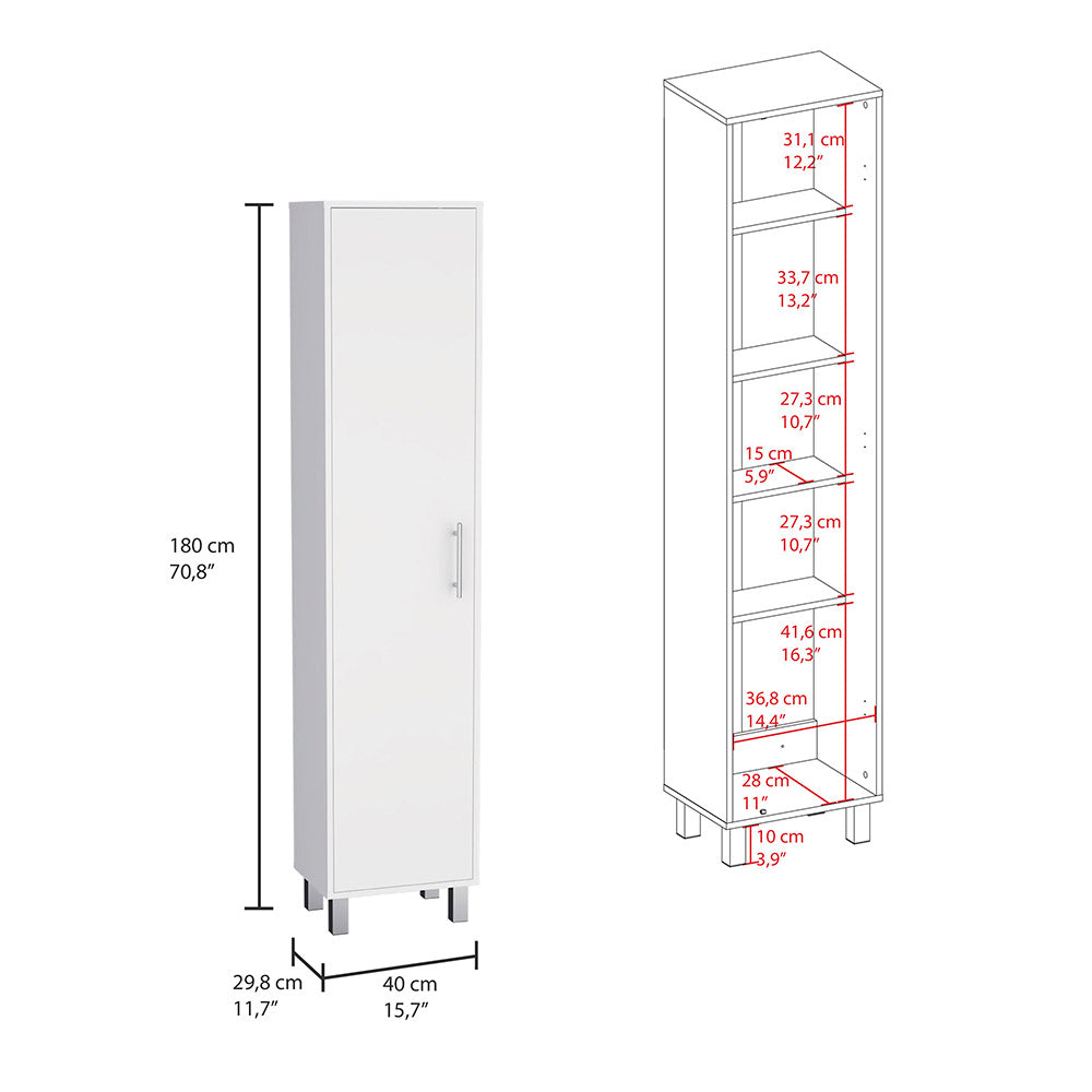 Laska Storage Cabinet, Broom Hangers, 1 Door
