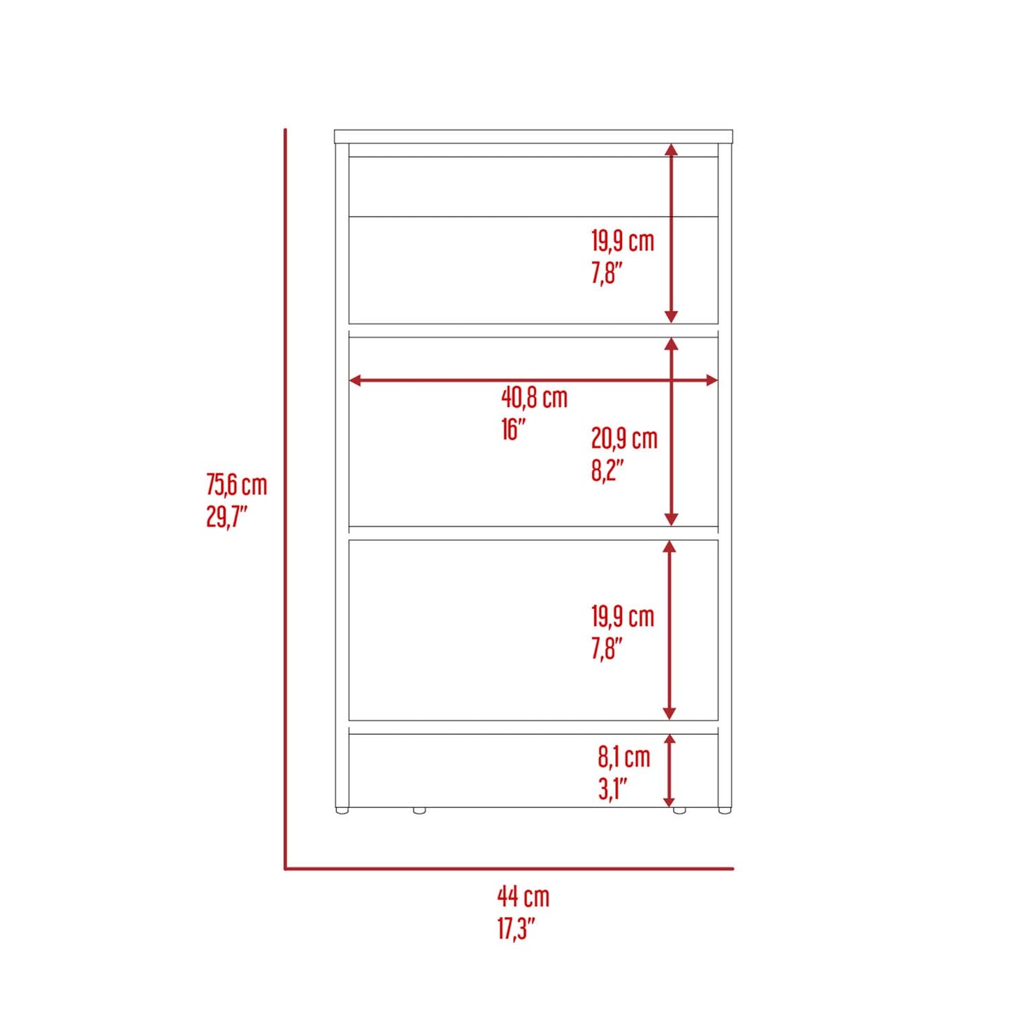 St. Clair Linen Cabinet, Four Shelves
