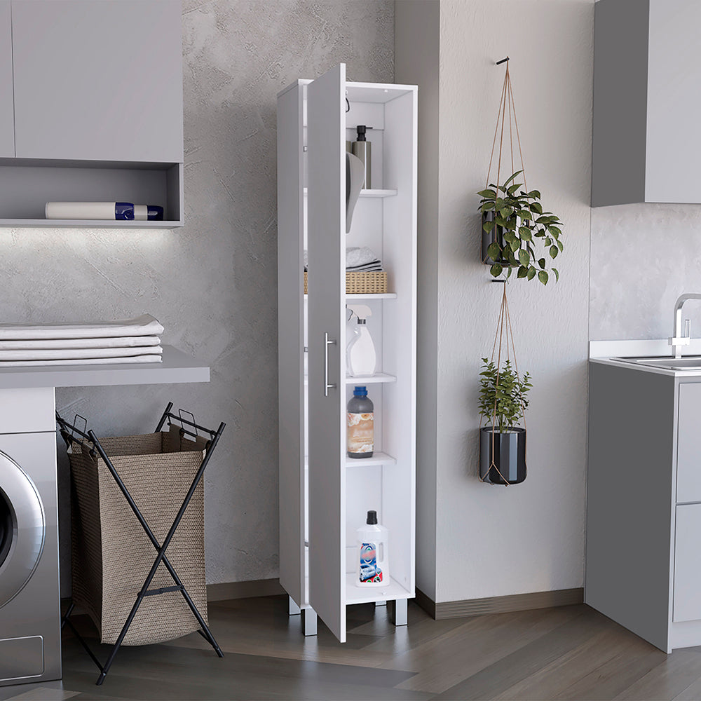 Laska Storage Cabinet, Broom Hangers, 1 Door